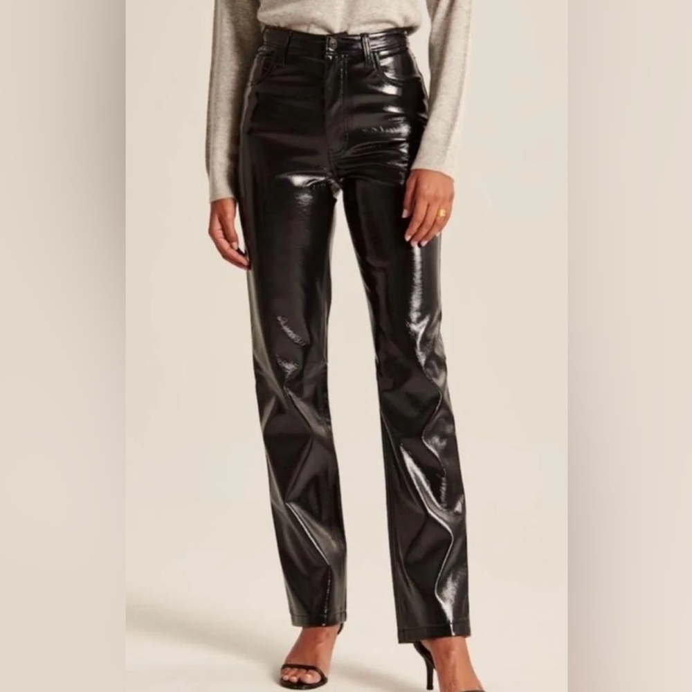 NWT Abercrombie & Fitch Curve Love Dark Blue Vegan Leather Pants- 32 / 14